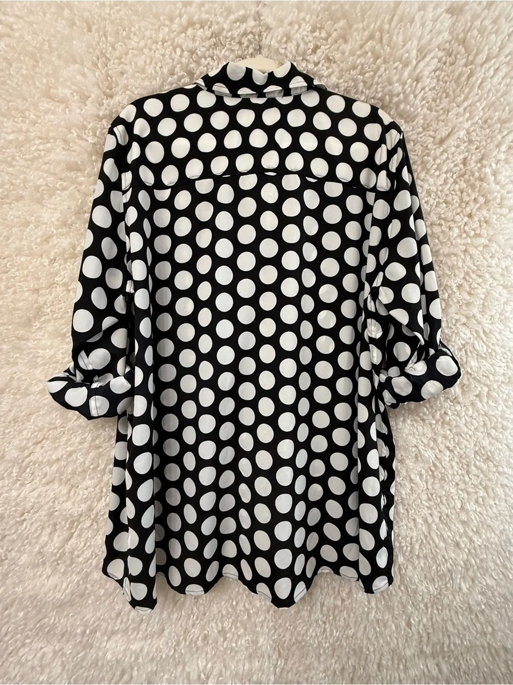 Michael Kors Black Button-Down Shirt with White Polka Dots